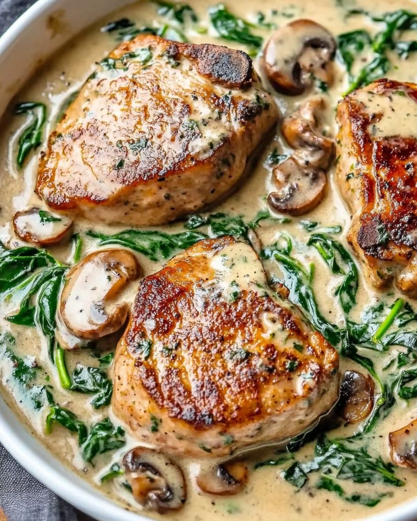 Creamy Spinach Mushroom Pork Chops 1 Design sans titre 2025 05 27T233553.537