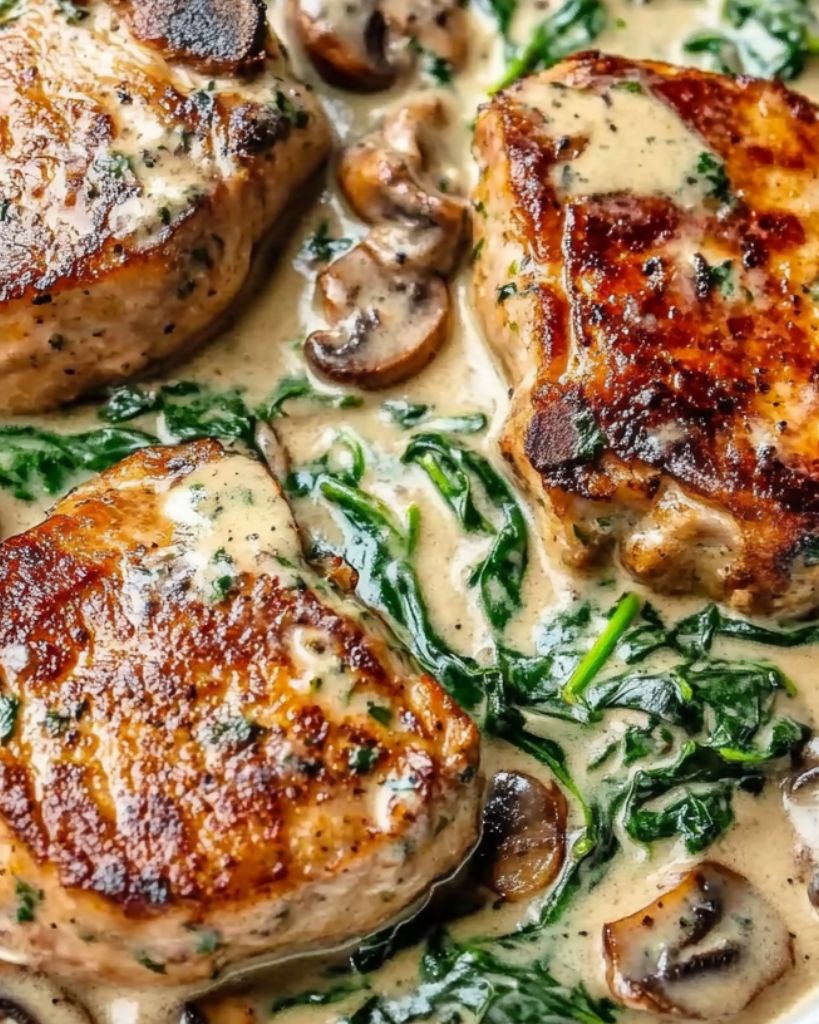 Creamy Spinach Mushroom Pork Chops 2 Design sans titre 2025 05 27T233610.491