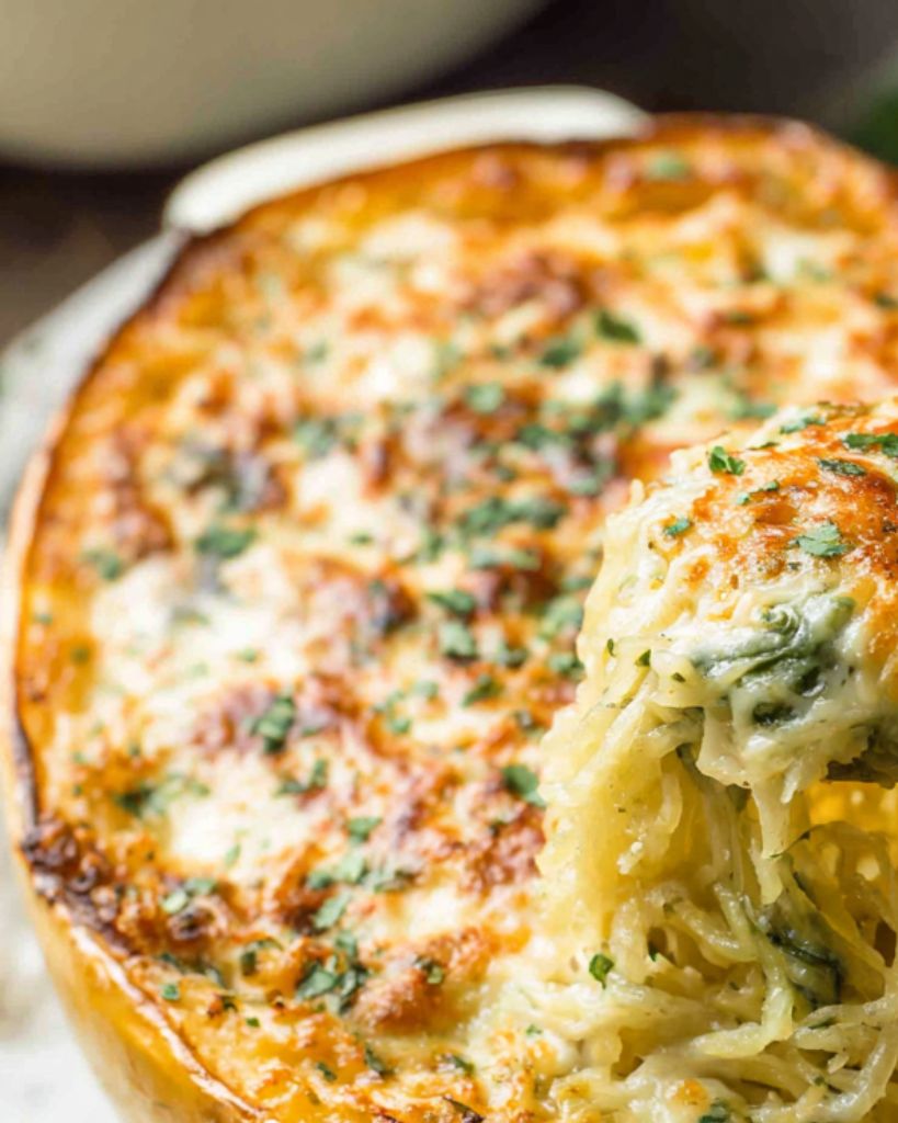 Cheesy Spaghetti Squash with Spinach 1 Design sans titre 2025 10 07T232137.854