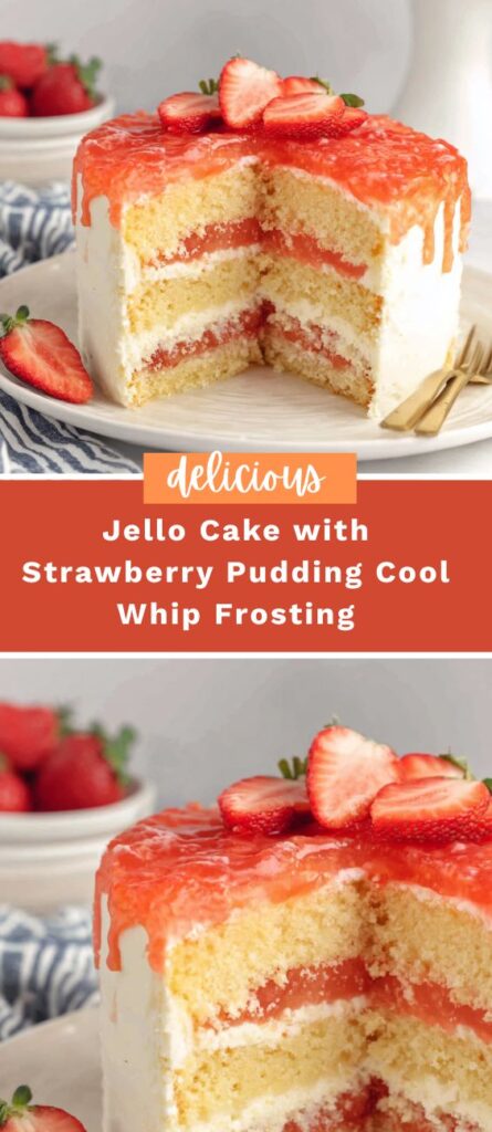 Jello Cake with Strawberry Pudding Cool Whip Frosting 4 50krecipes.com 18