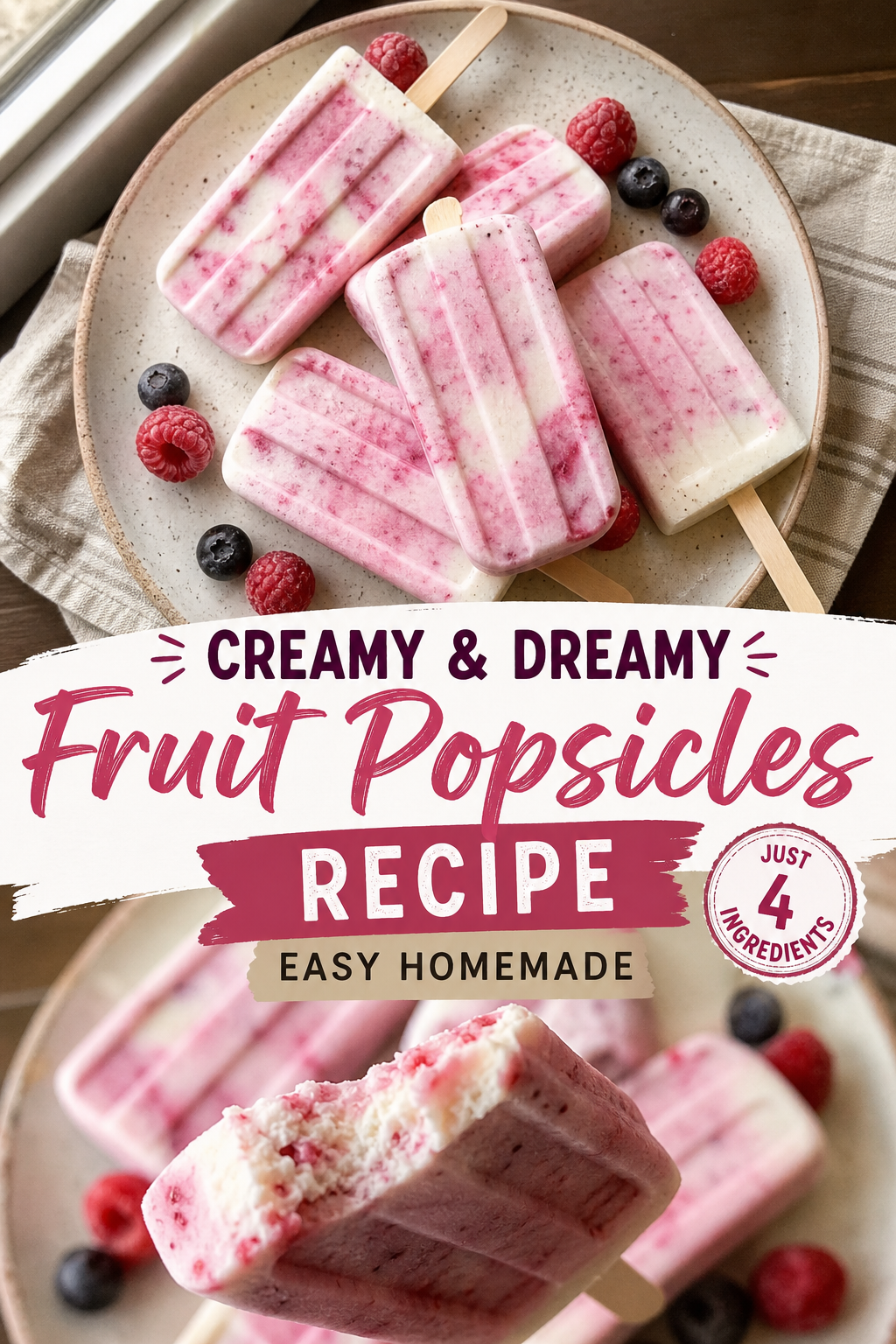 These Creamy Fruit Popsicles Are So Easy You’ll Make Them Every Summer — Pinterest pin