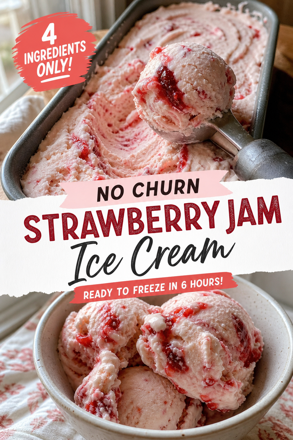 This No Churn Strawberry Jam Ice Cream Tastes Better Than Store-Bought — Pinterest pin