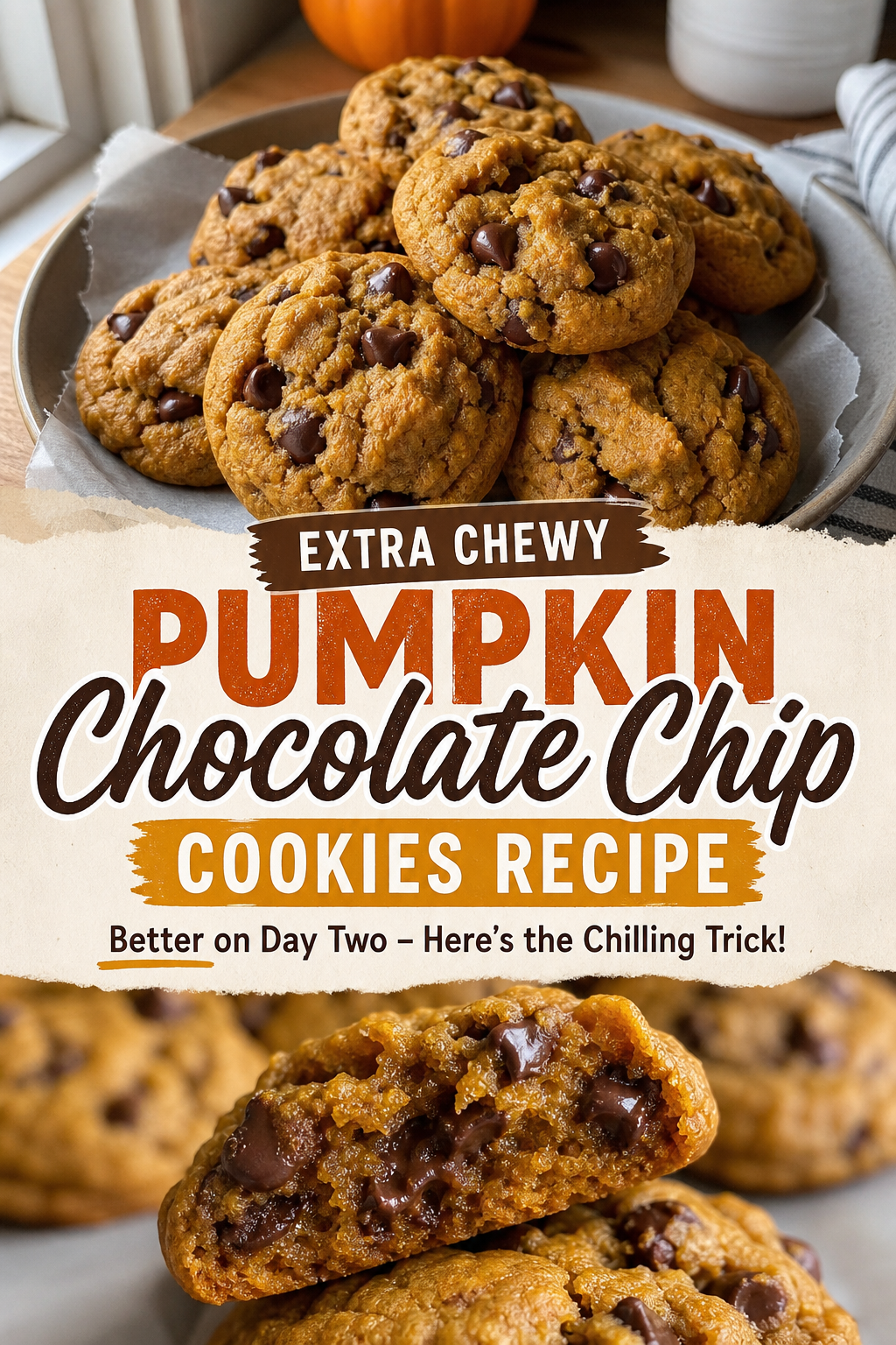 These Chewy Pumpkin Chocolate Chip Cookies Get Better on Day Two — Pinterest pin