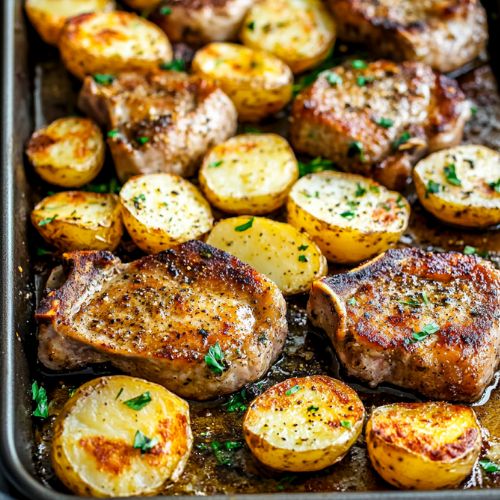 Ranch Pork Chops and Potatoes Sheet Pan Dinner