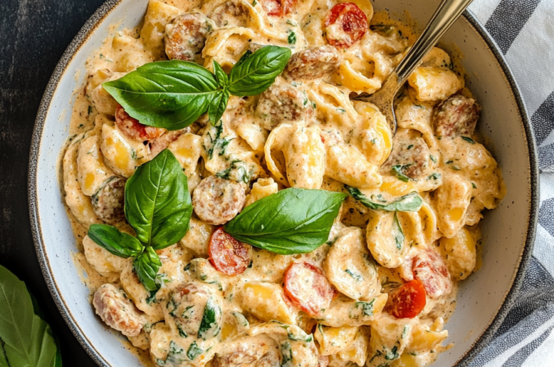 Creamy Tomato Basil Pasta with Sausage