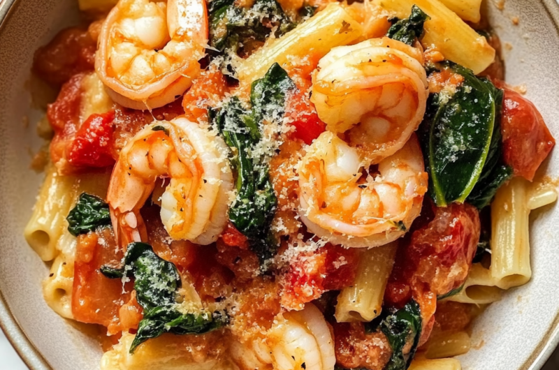 Tomato Spinach Shrimp Pasta Recipe