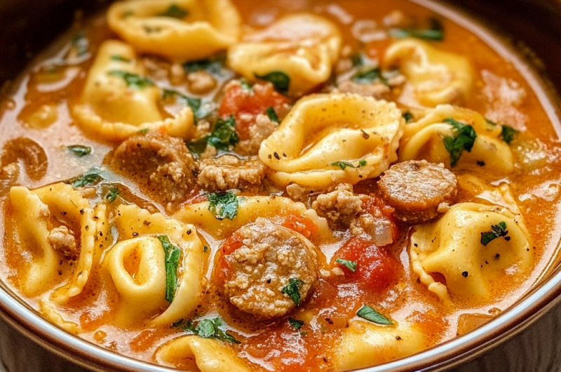 Crockpot Tortellini Soup with Sausage