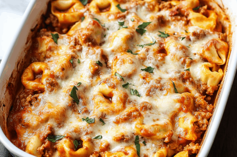 Baked Tortellini with Tomato & Meat Sauce