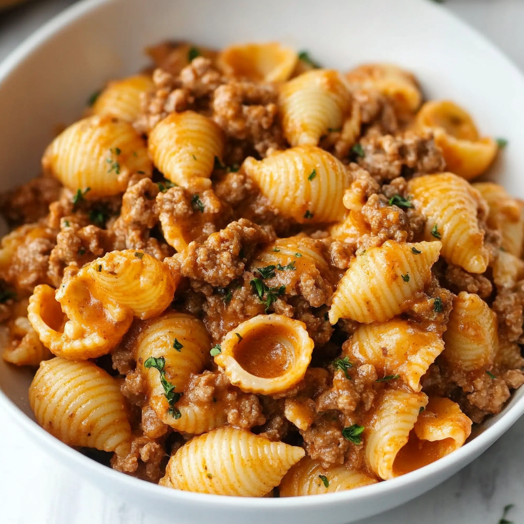 Easy Creamy Beef and Shells