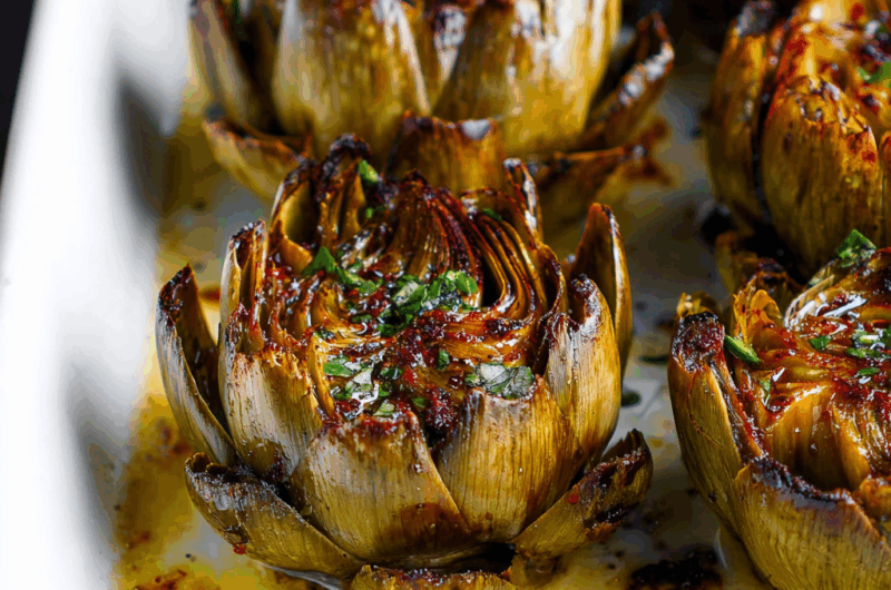 The Most Amazing Roasted Artichokes