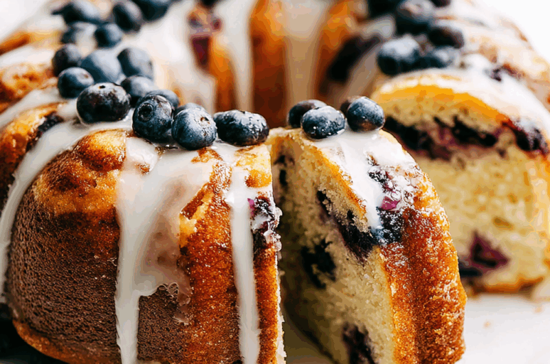 Blueberry Bundt Cake with Vanilla Glaze