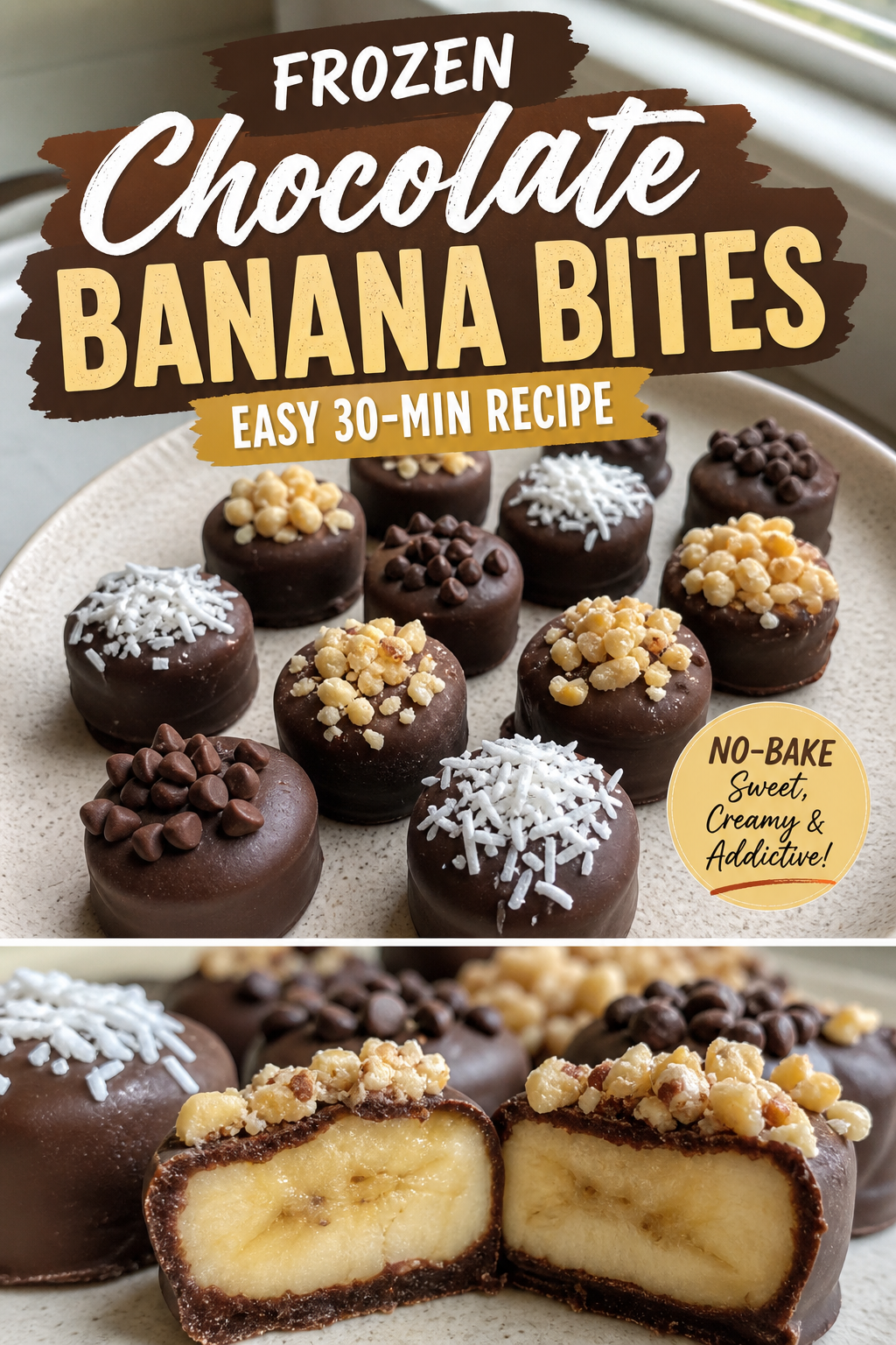 These Frozen Chocolate Covered Banana Bites Are Easier Than You Think — Pinterest pin