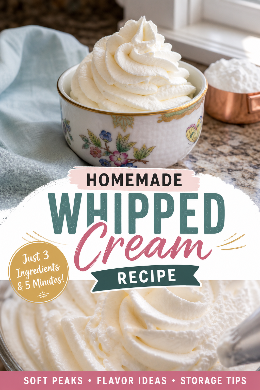 How to Make Perfect Whipped Cream at Home — Pinterest pin